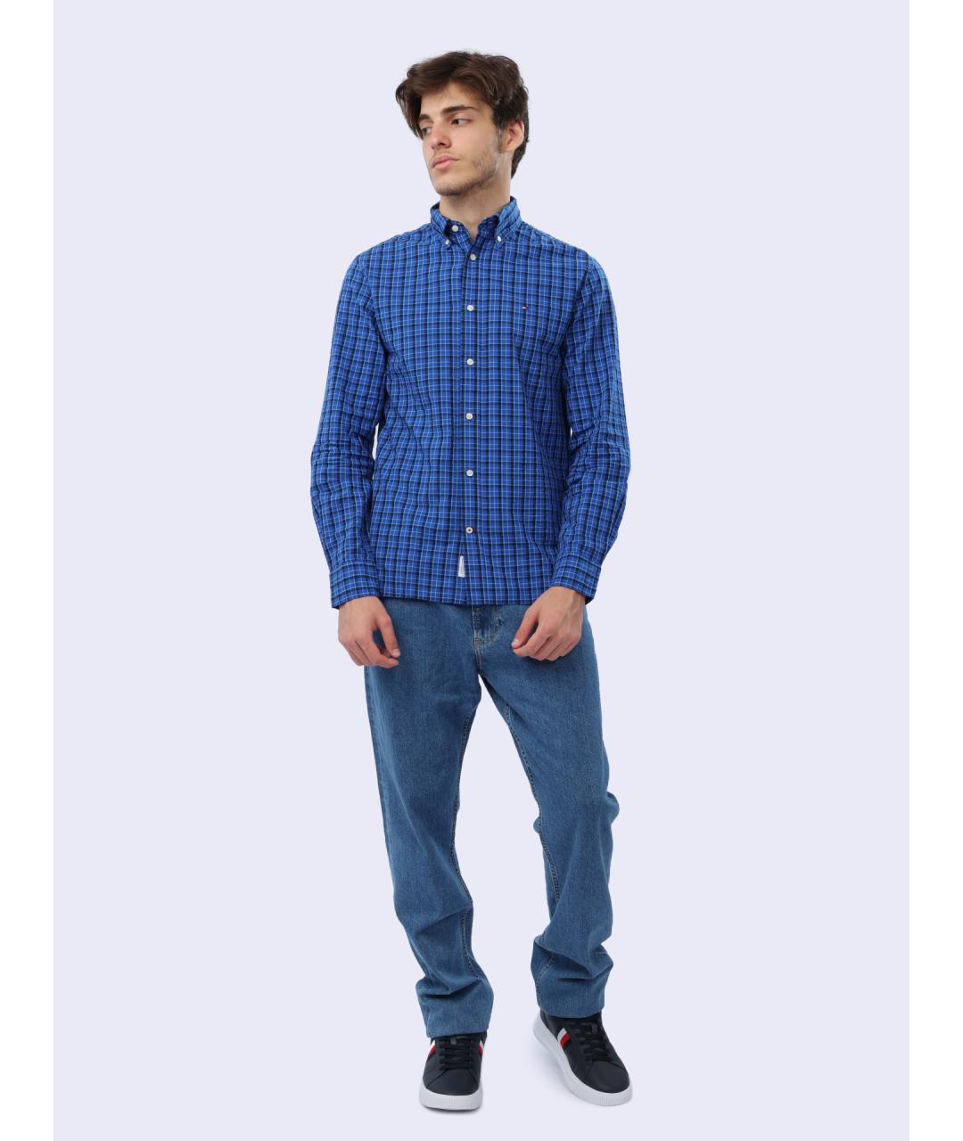 TOMMY HILFIGER Синяя хлопковая кэжуал рубашка, фото 2