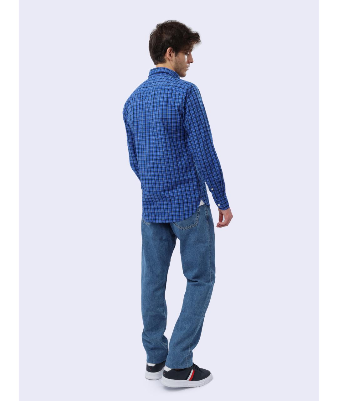 TOMMY HILFIGER Синяя хлопковая кэжуал рубашка, фото 5