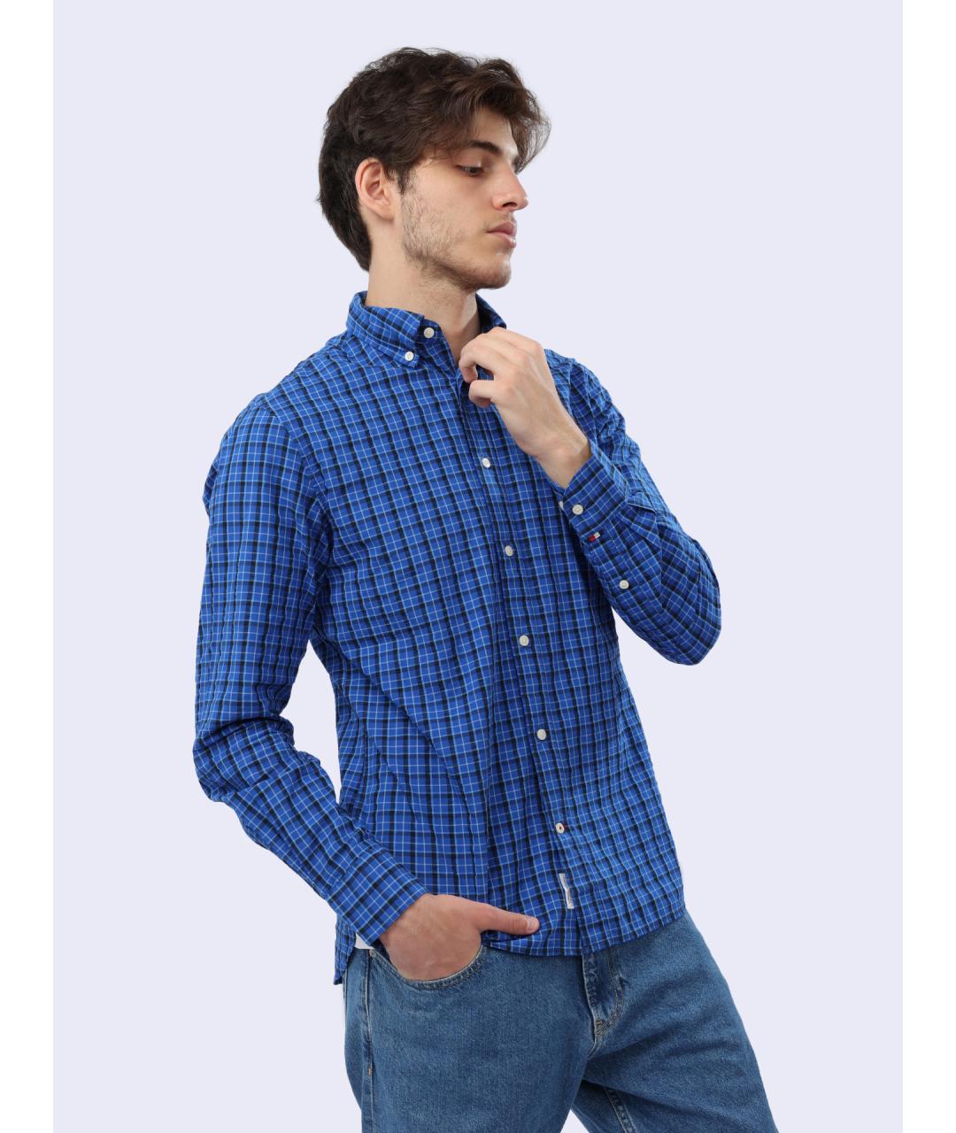TOMMY HILFIGER Синяя хлопковая кэжуал рубашка, фото 3