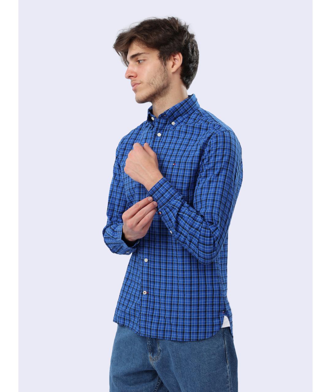 TOMMY HILFIGER Синяя хлопковая кэжуал рубашка, фото 4