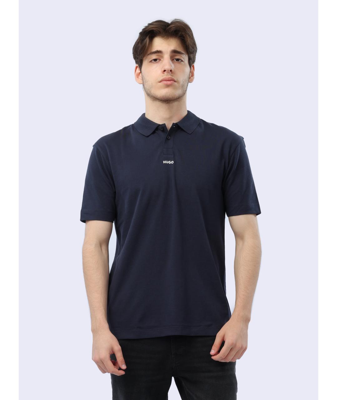 HUGO Синее хлопковое поло с коротким рукавом, фото 6