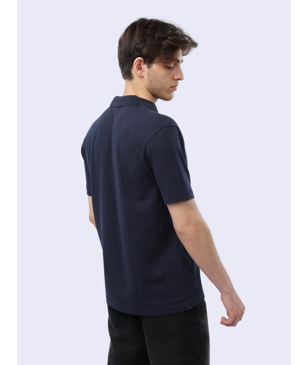 HUGO Синее хлопковое поло с коротким рукавом, фото 5