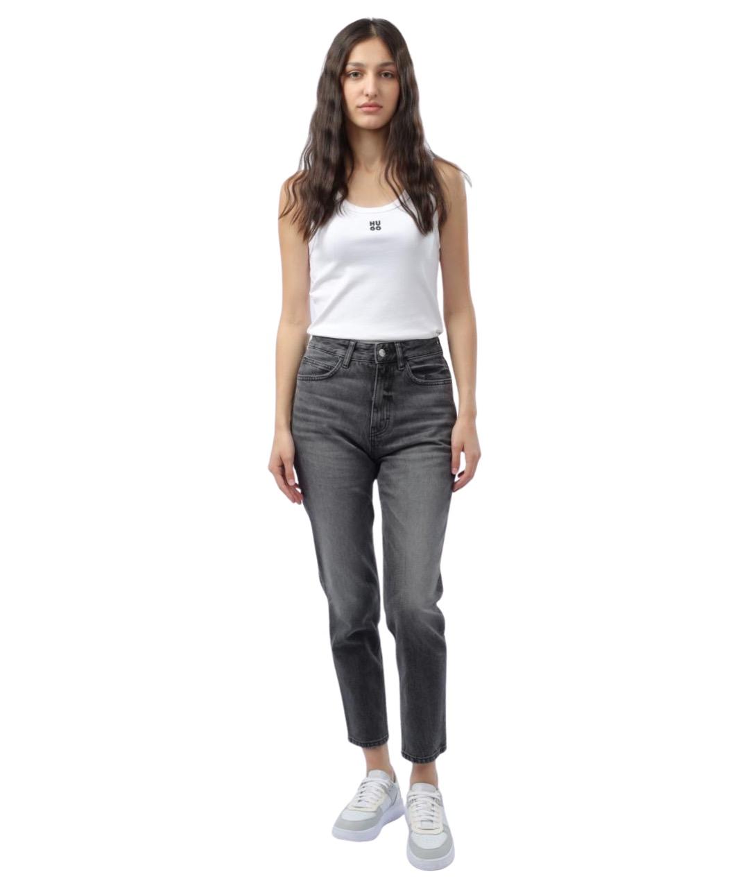 HUGO Серые хлопковые прямые джинсы, фото 1