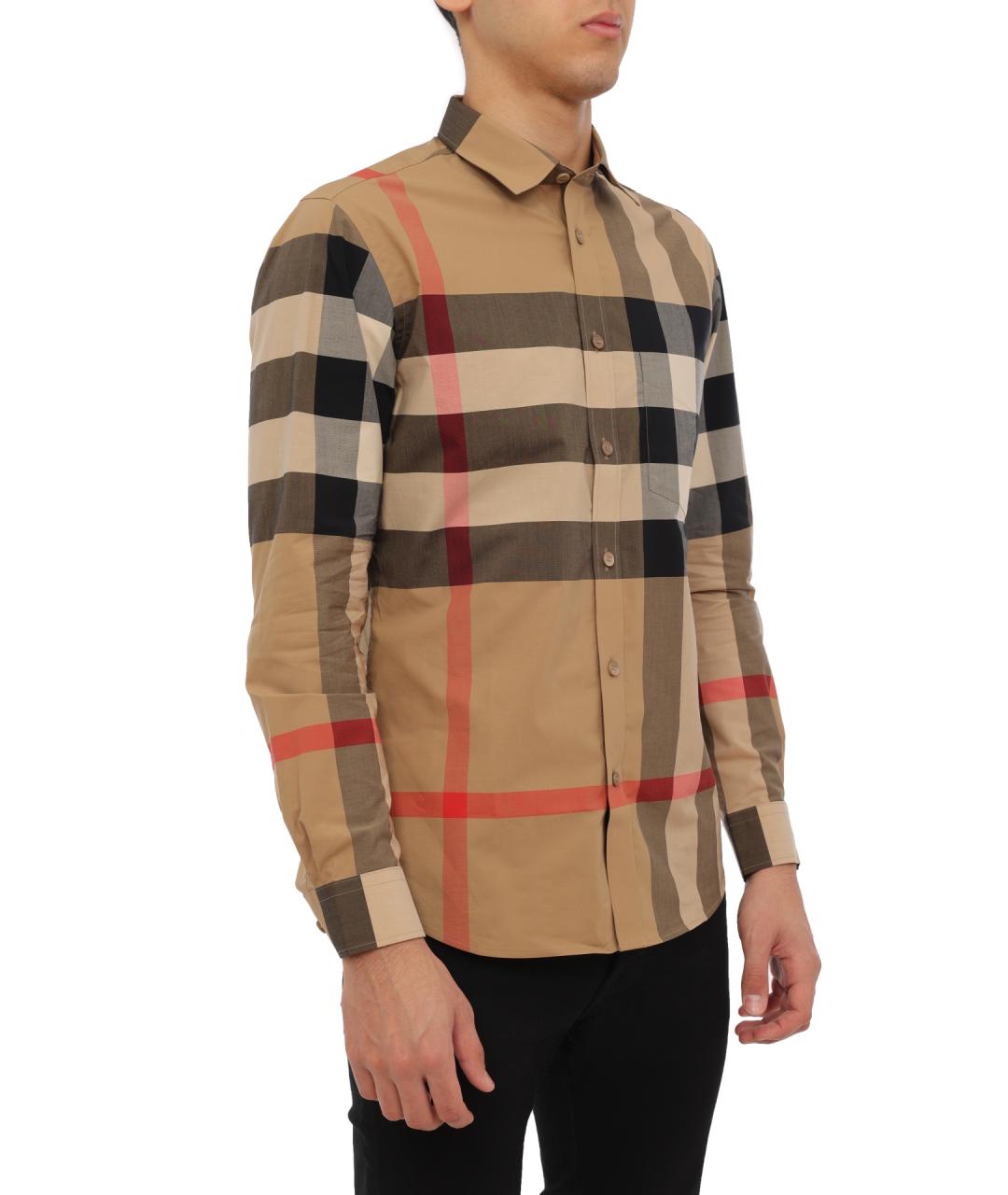 BURBERRY Бежевая хлопковая кэжуал рубашка, фото 4