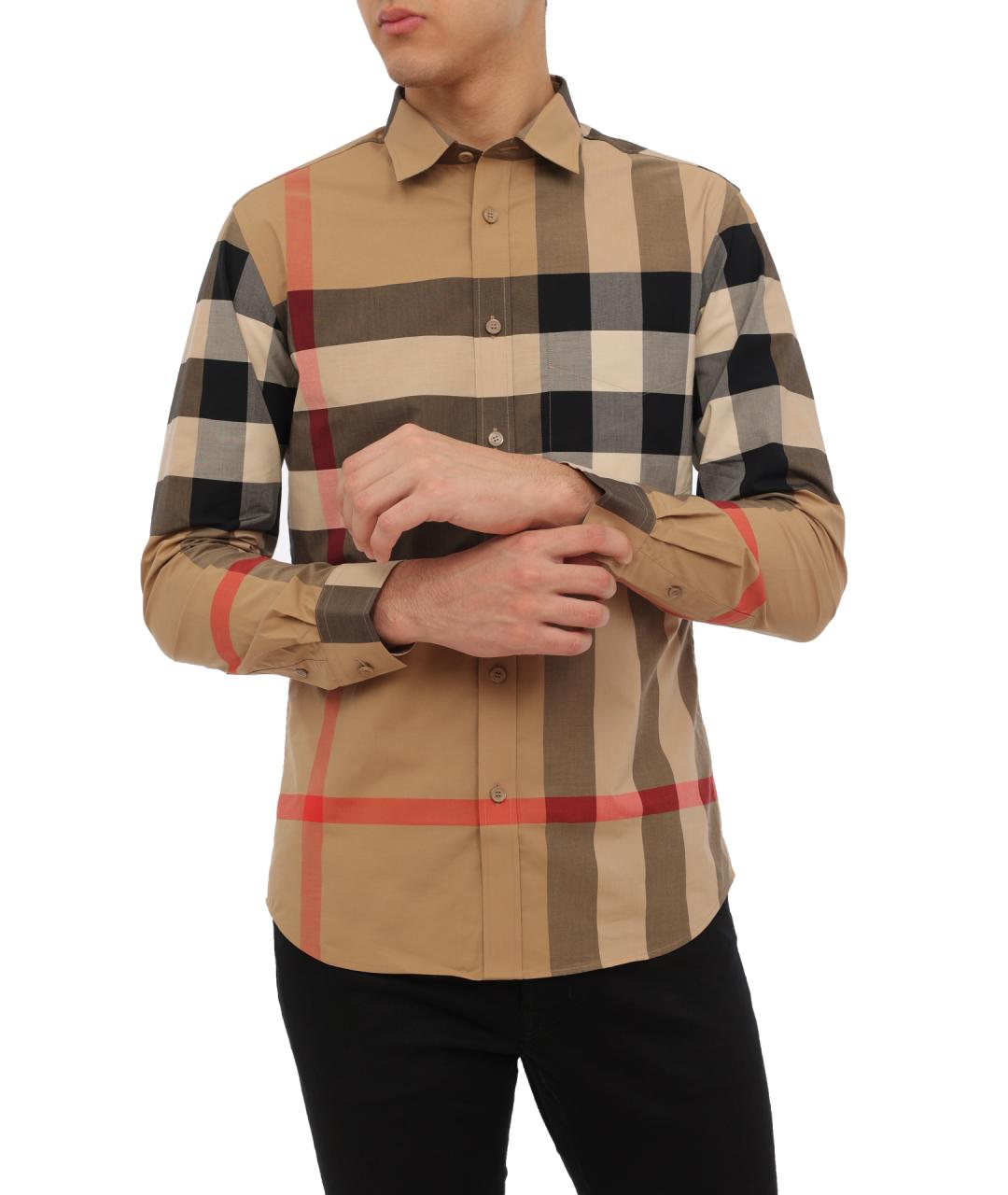 BURBERRY Бежевая хлопковая кэжуал рубашка, фото 1
