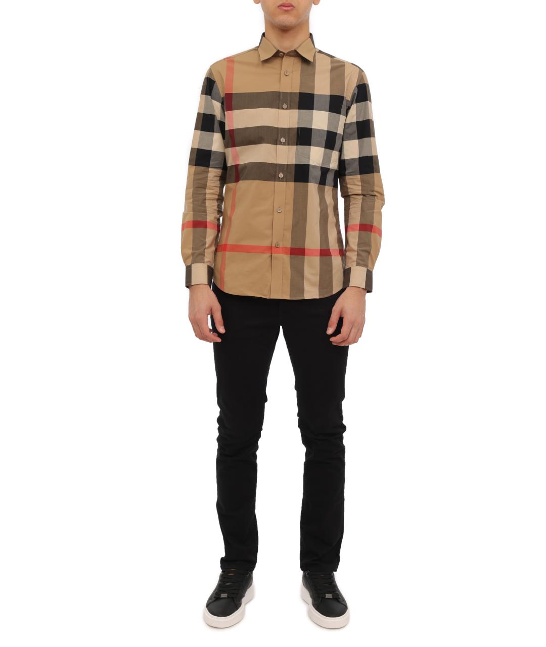 BURBERRY Бежевая хлопковая кэжуал рубашка, фото 2
