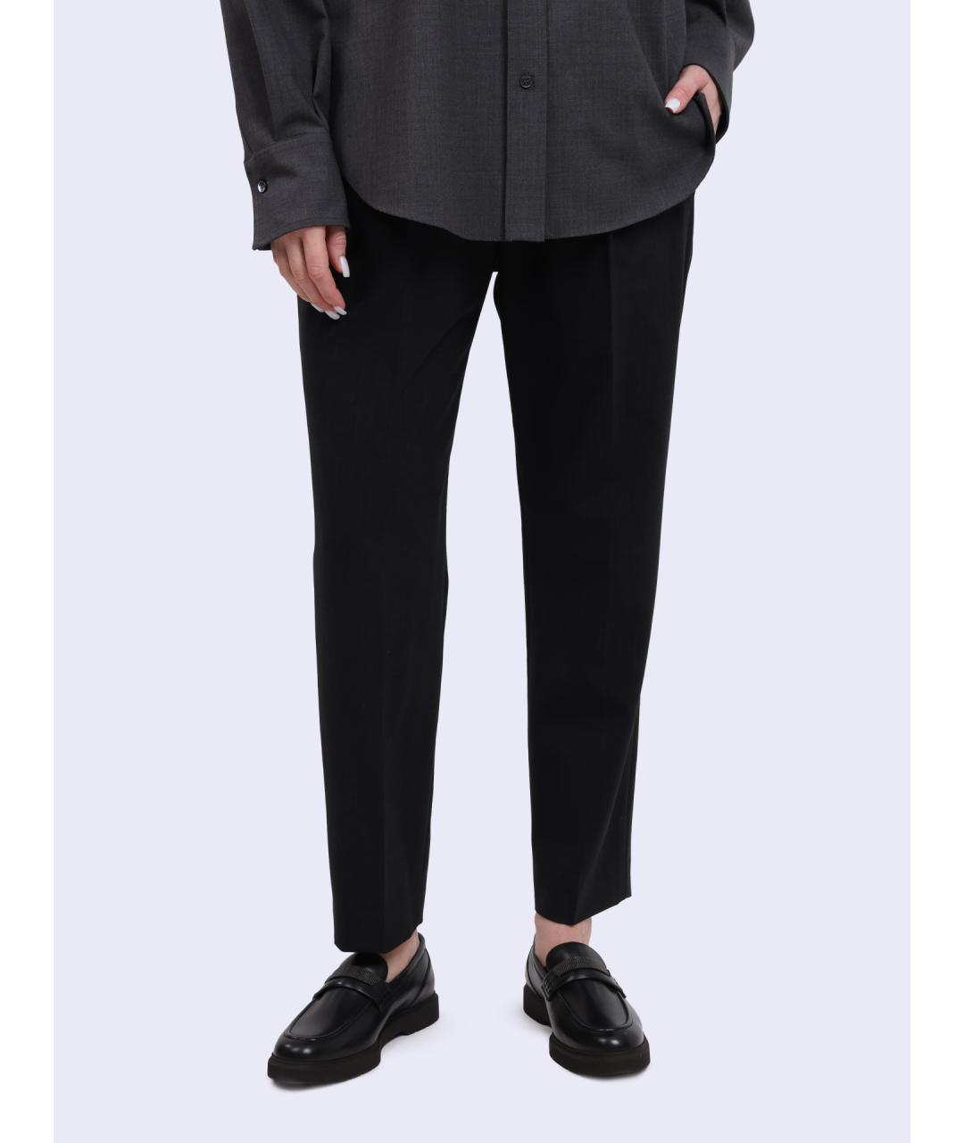 BRUNELLO CUCINELLI Антрацитовые шерстяные прямые брюки, фото 6