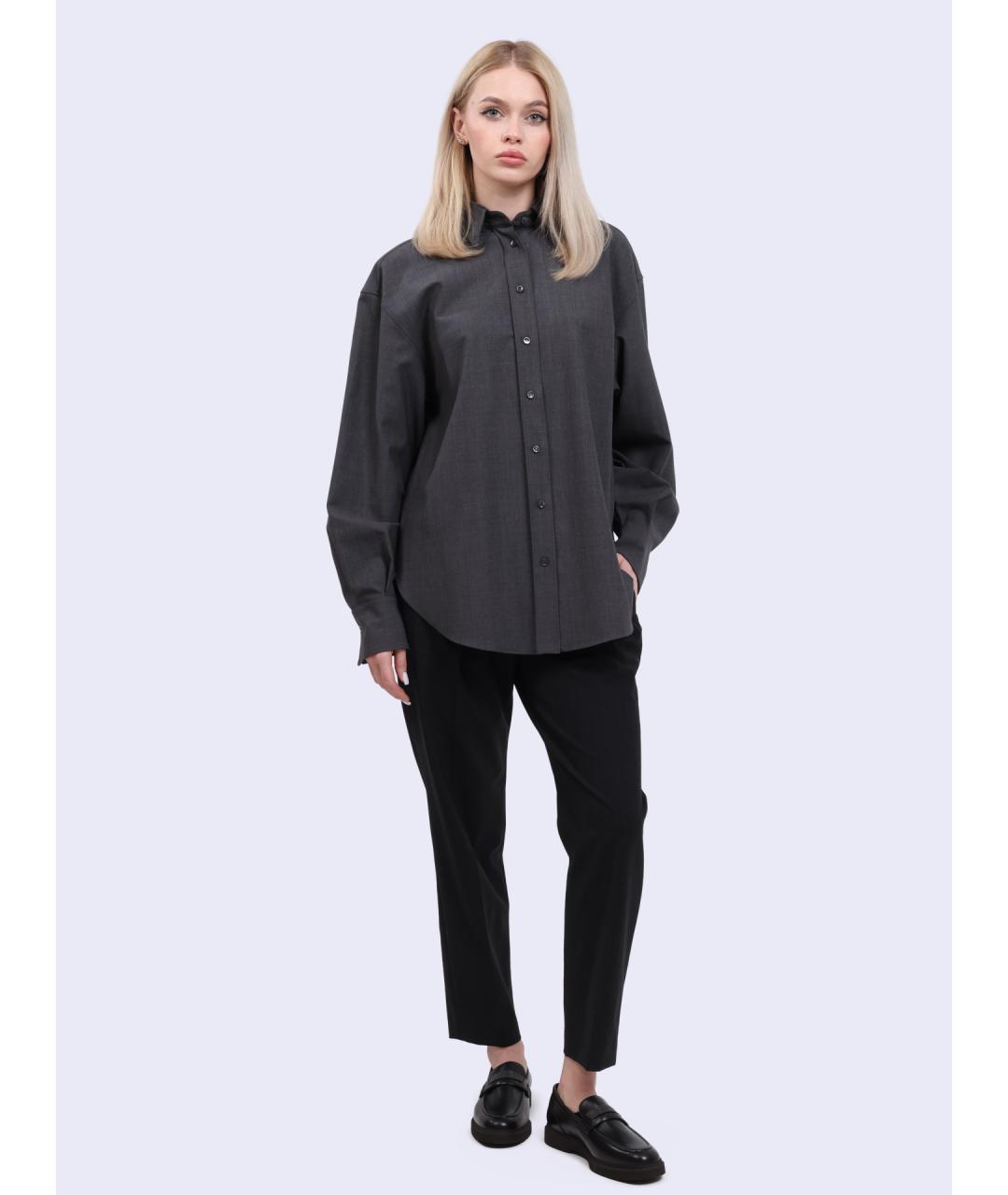 BRUNELLO CUCINELLI Антрацитовые шерстяные прямые брюки, фото 2