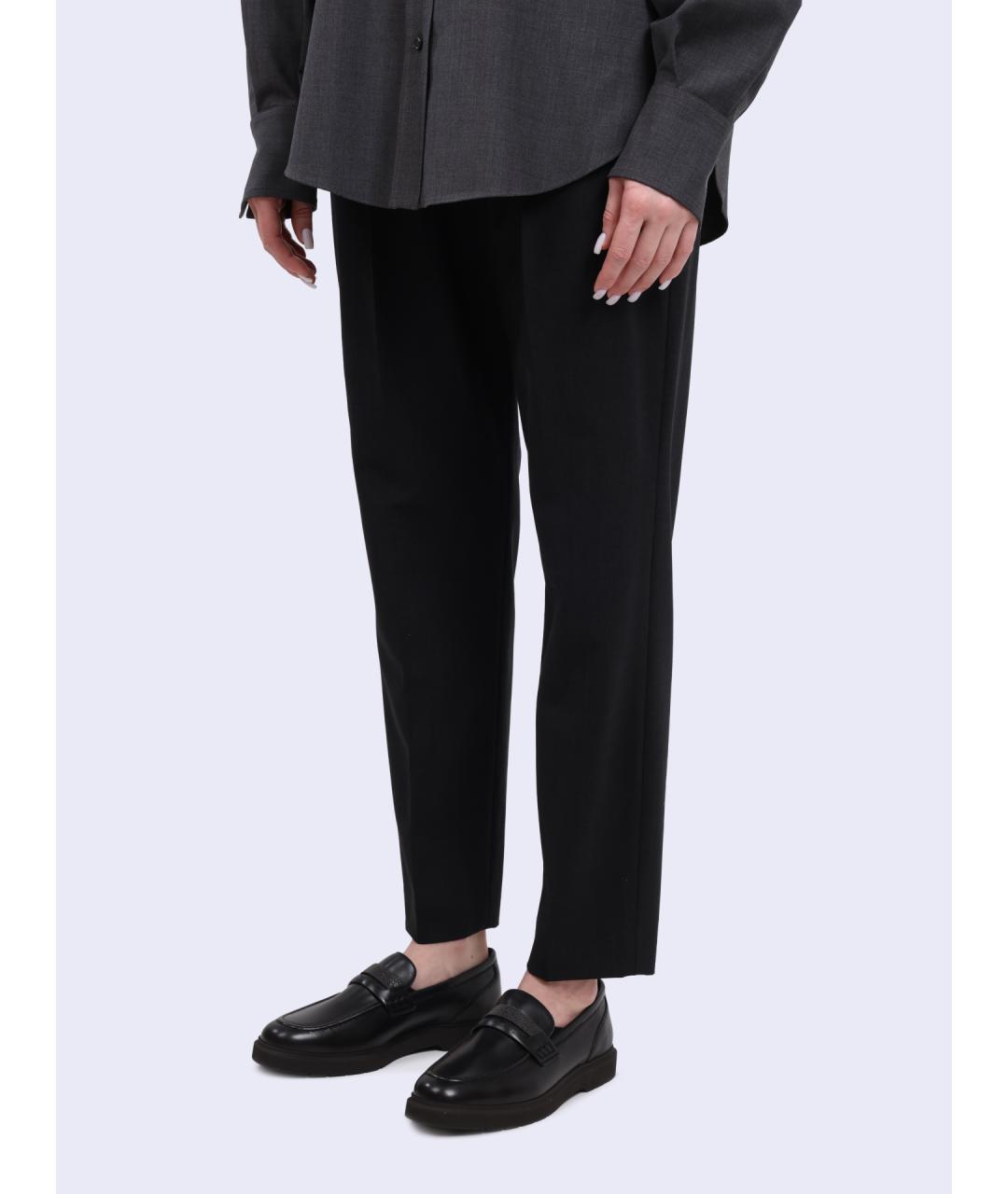 BRUNELLO CUCINELLI Антрацитовые шерстяные прямые брюки, фото 3