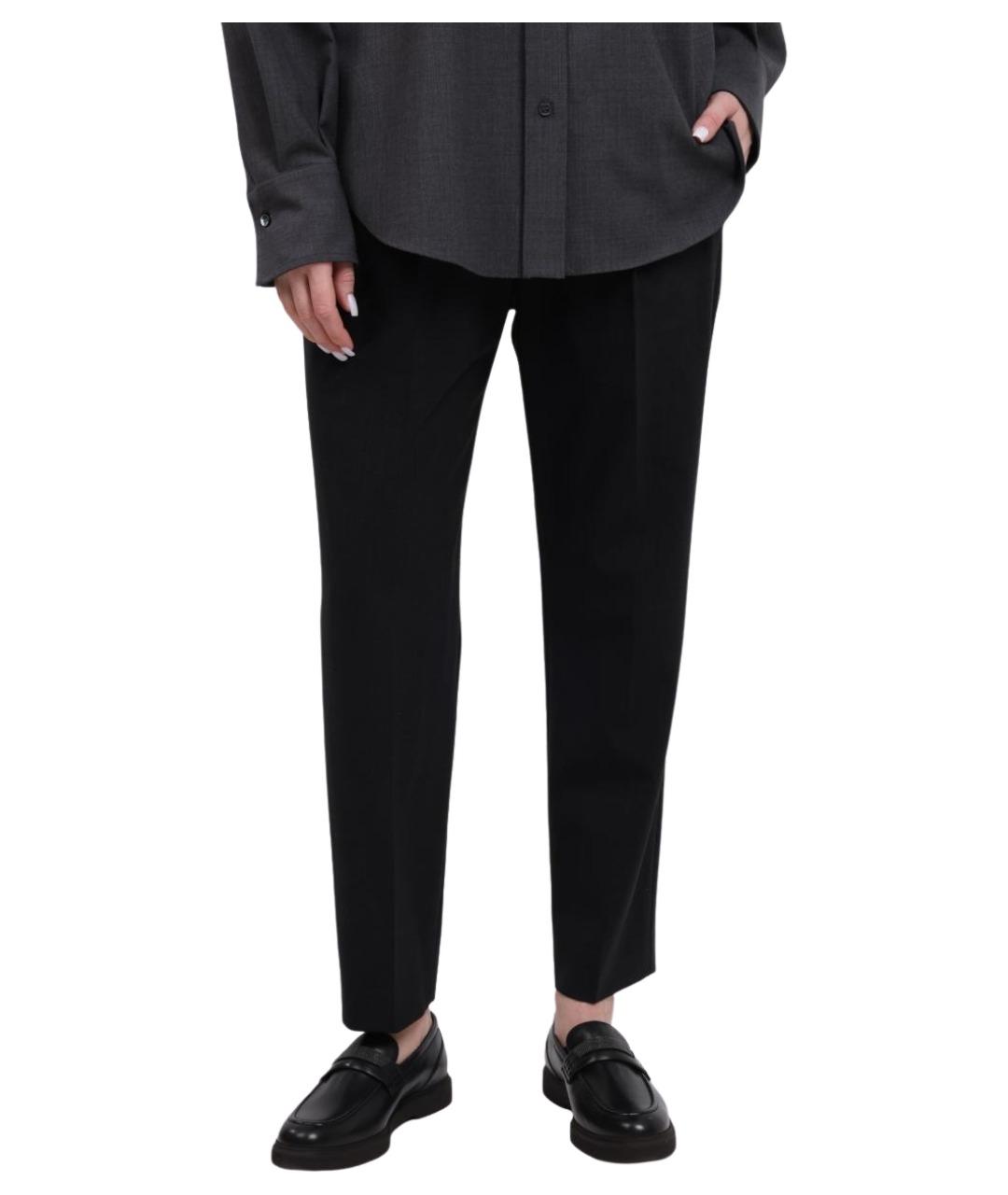 BRUNELLO CUCINELLI Антрацитовые шерстяные прямые брюки, фото 1