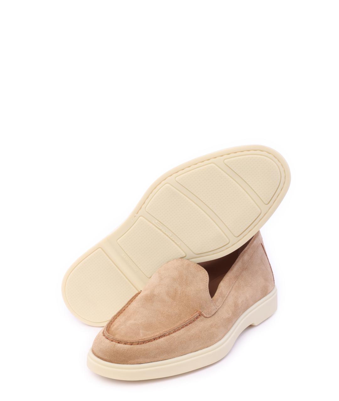 SANTONI Бежевые замшевые лоферы, фото 4