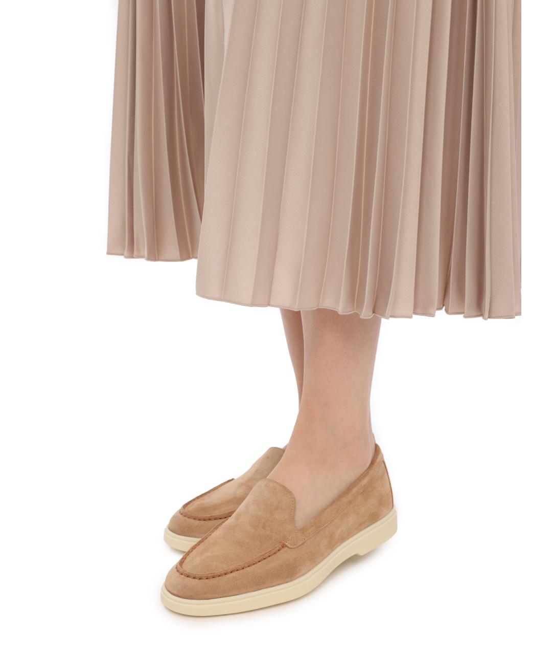 SANTONI Бежевые замшевые лоферы, фото 7