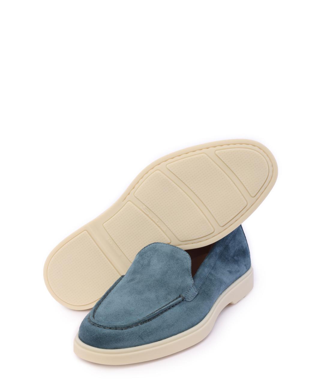 SANTONI Голубые замшевые лоферы, фото 4