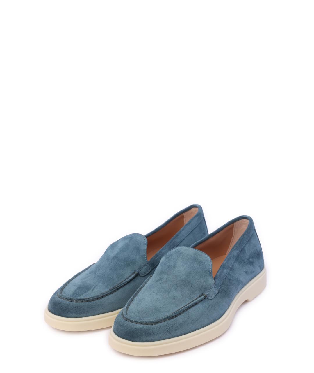 SANTONI Голубые замшевые лоферы, фото 2