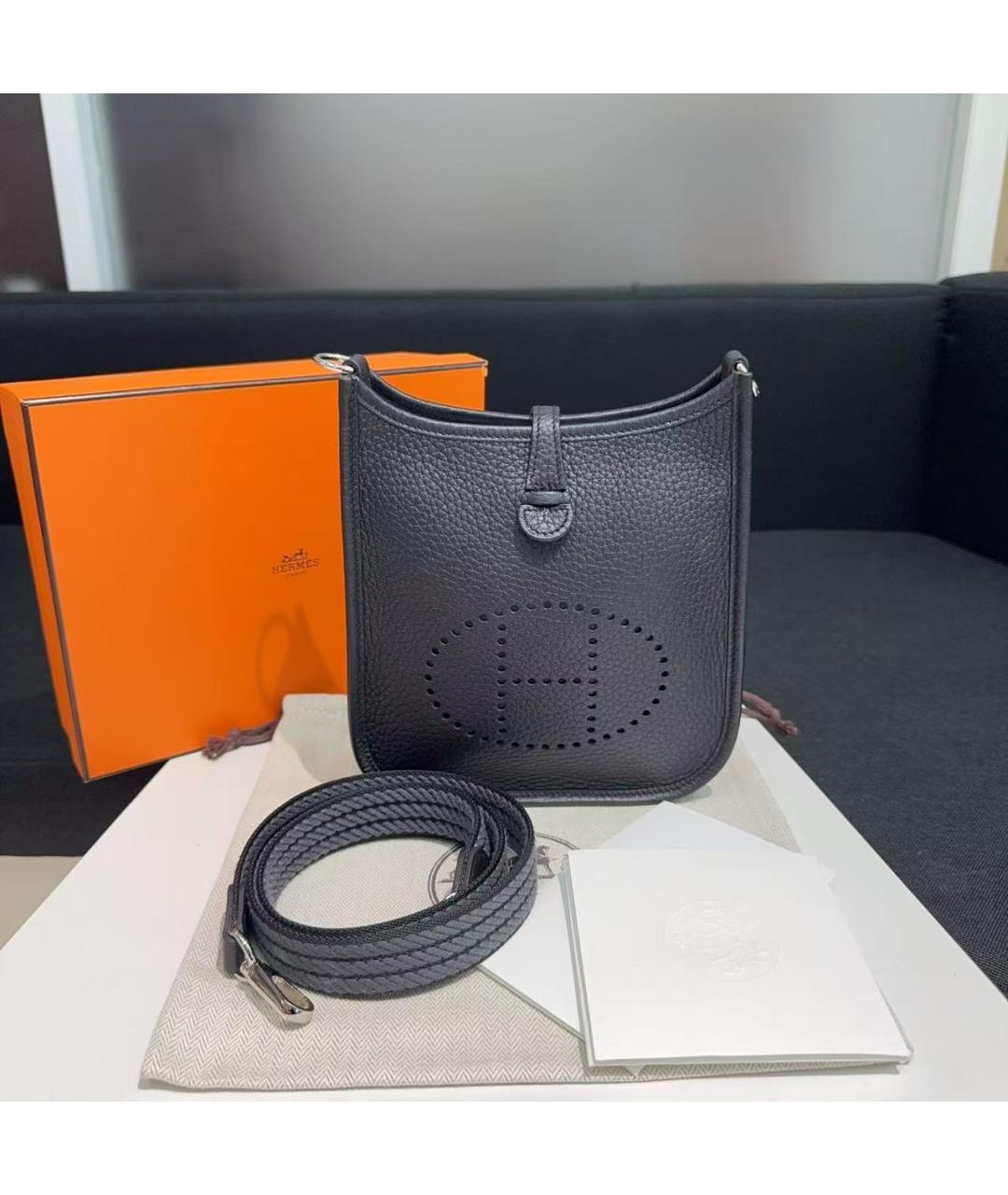 HERMES Черная кожаная сумка через плечо, фото 2