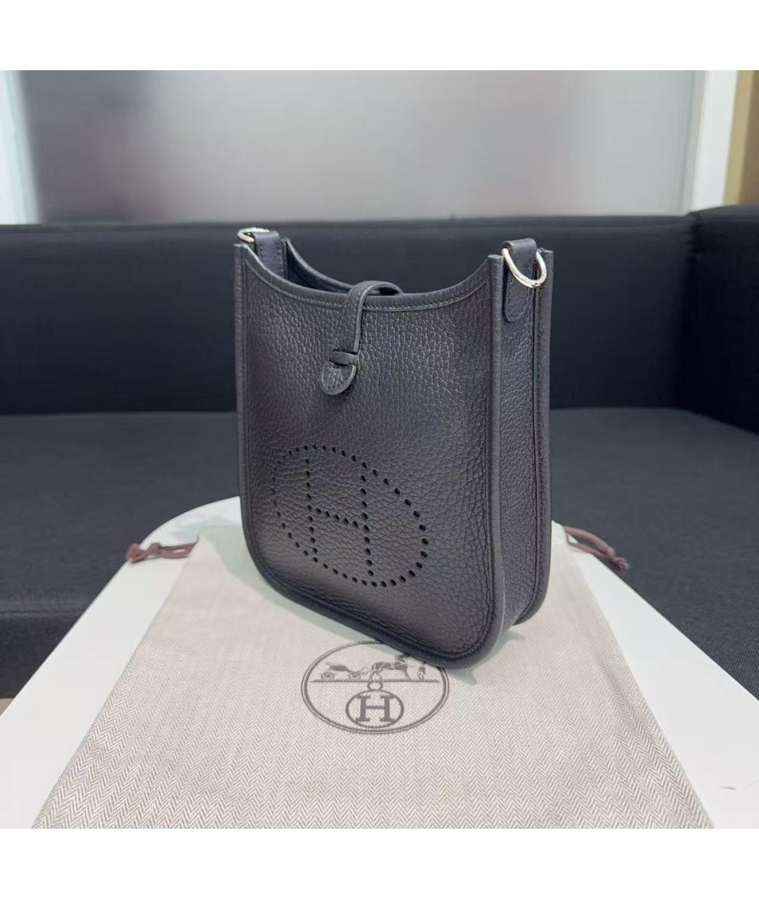 HERMES Черная кожаная сумка через плечо, фото 3