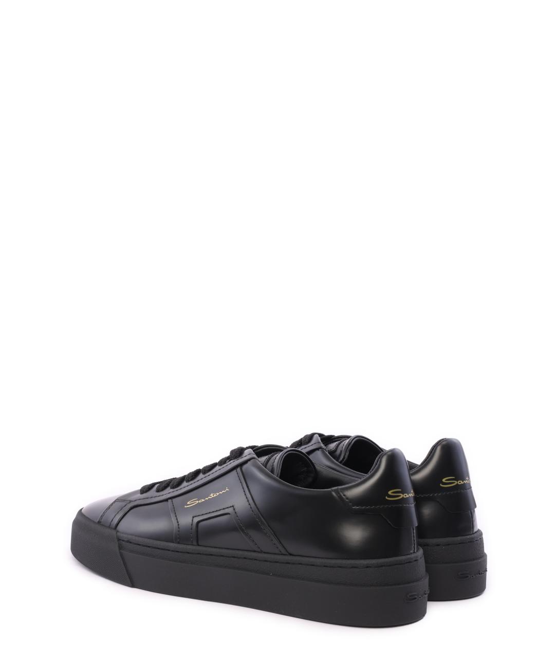 SANTONI Черные кожаные кеды, фото 3
