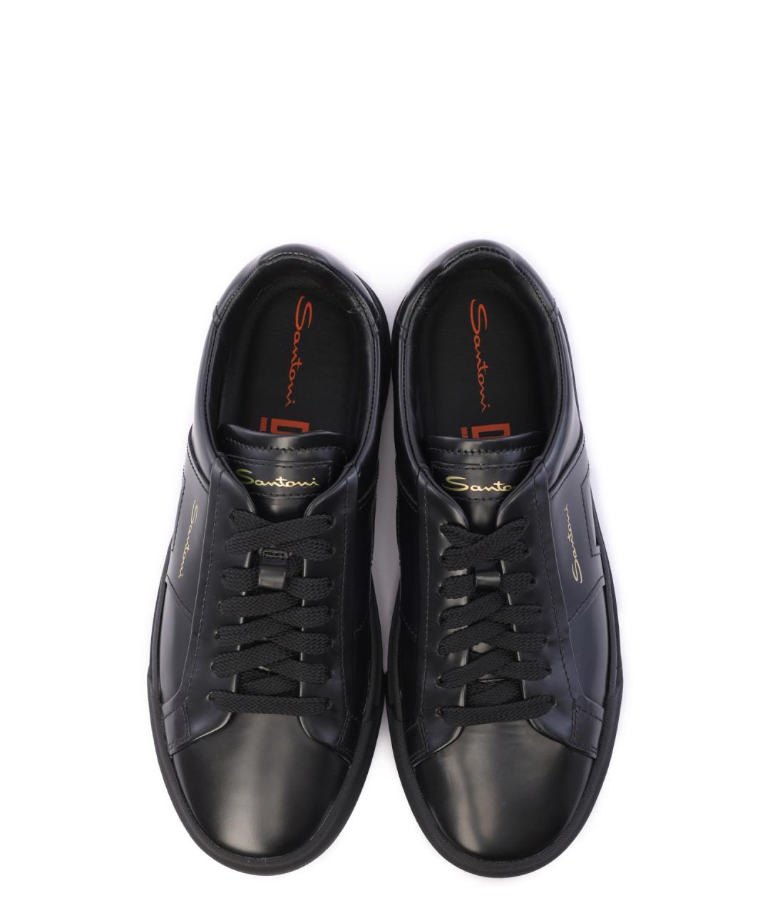 SANTONI Черные кожаные кеды, фото 5