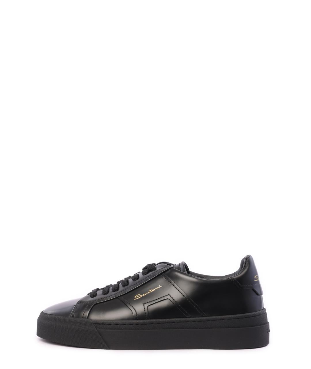 SANTONI Черные кожаные кеды, фото 7