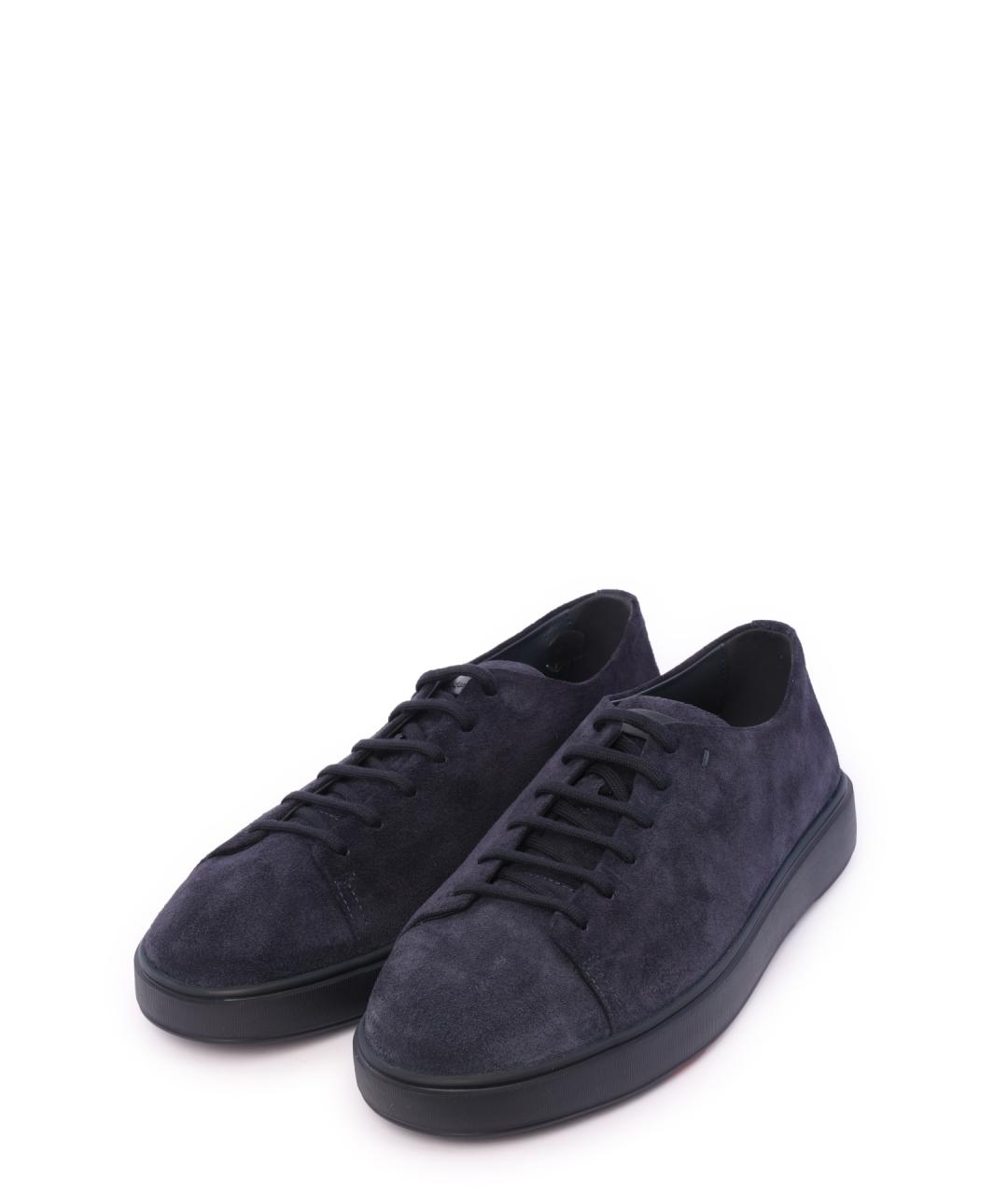 SANTONI Синие замшевые низкие кроссовки / кеды, фото 2