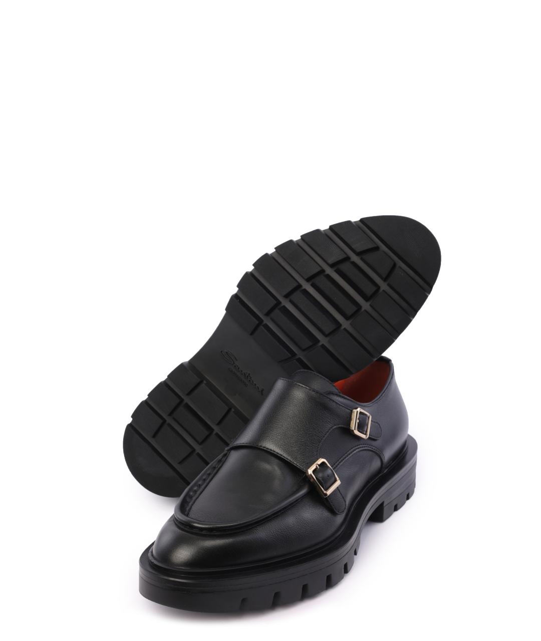 SANTONI Черные кожаные лоферы, фото 4