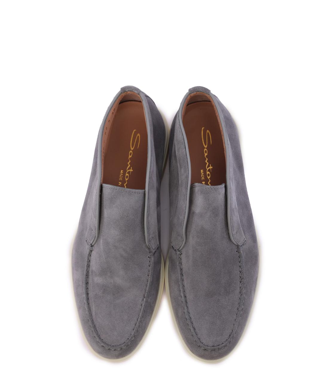 SANTONI Серые замшевые лоферы, фото 5