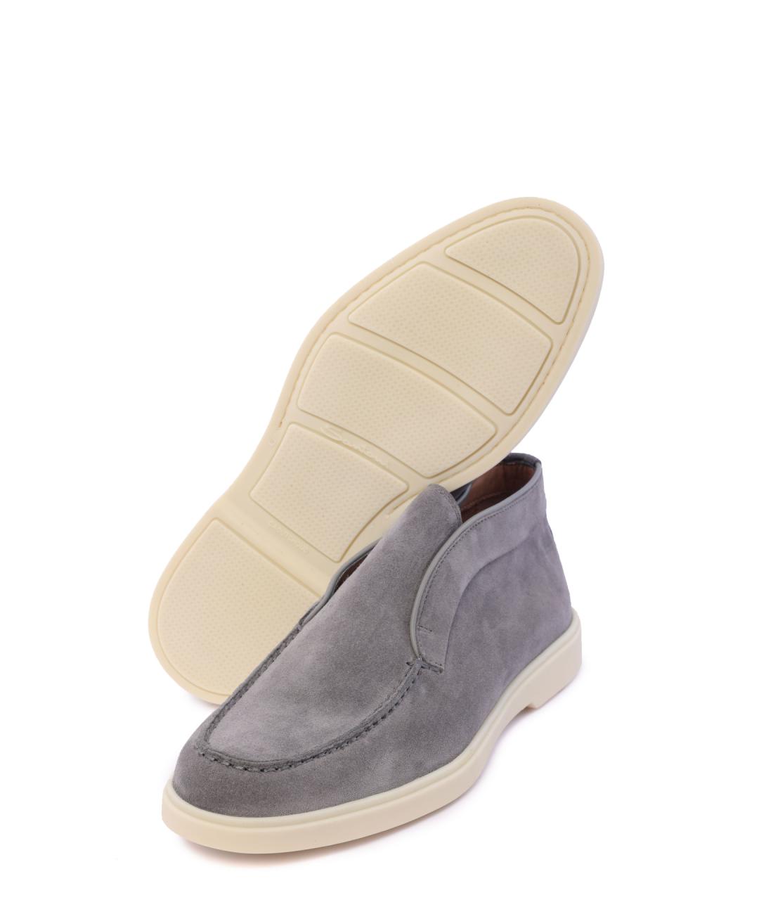 SANTONI Серые замшевые лоферы, фото 4