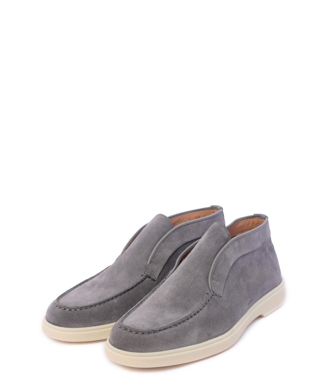 SANTONI Серые замшевые лоферы, фото 2