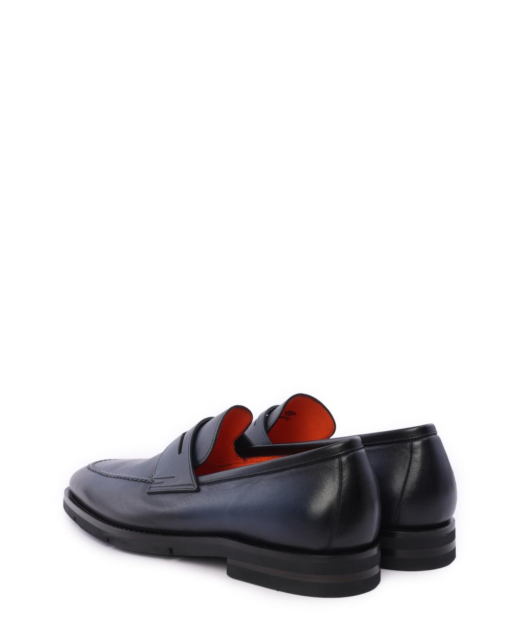 SANTONI Темно-синие кожаные лоферы, фото 3