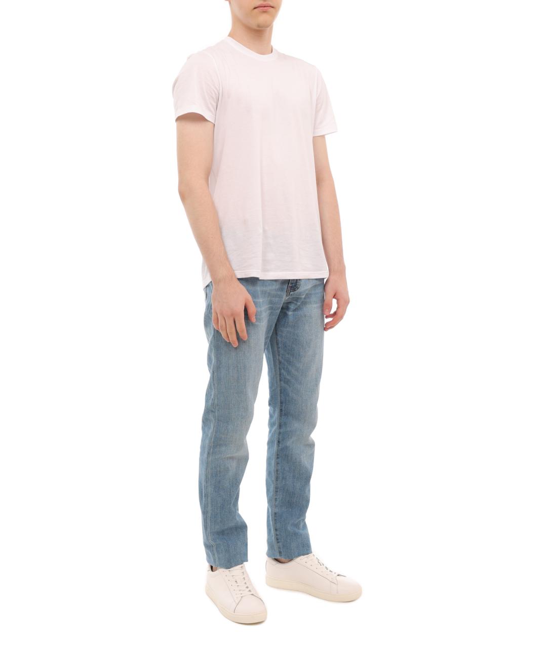 ARMANI EXCHANGE Голубые хлопко-кашемировые прямые джинсы, фото 2