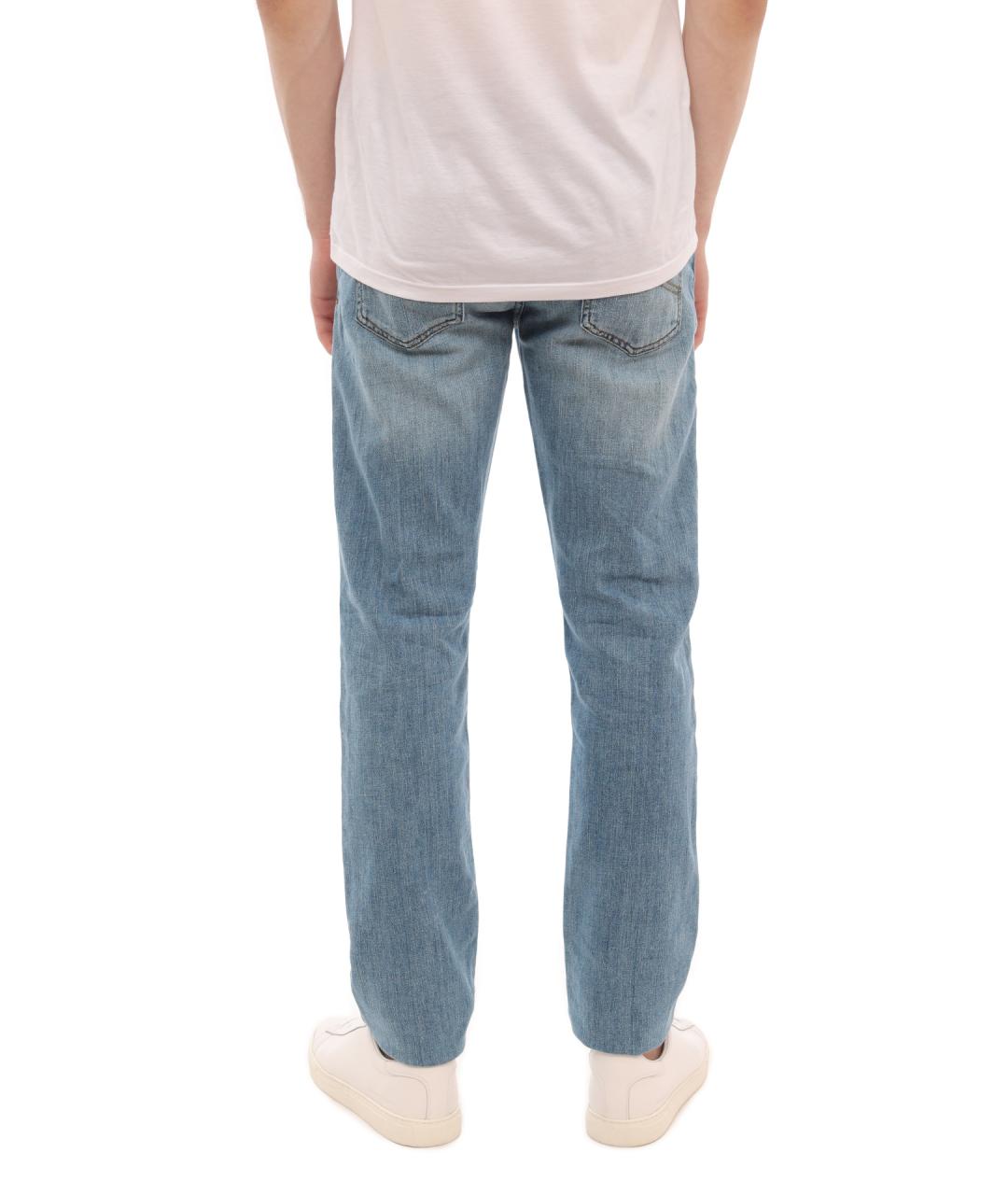 ARMANI EXCHANGE Голубые хлопко-кашемировые прямые джинсы, фото 5