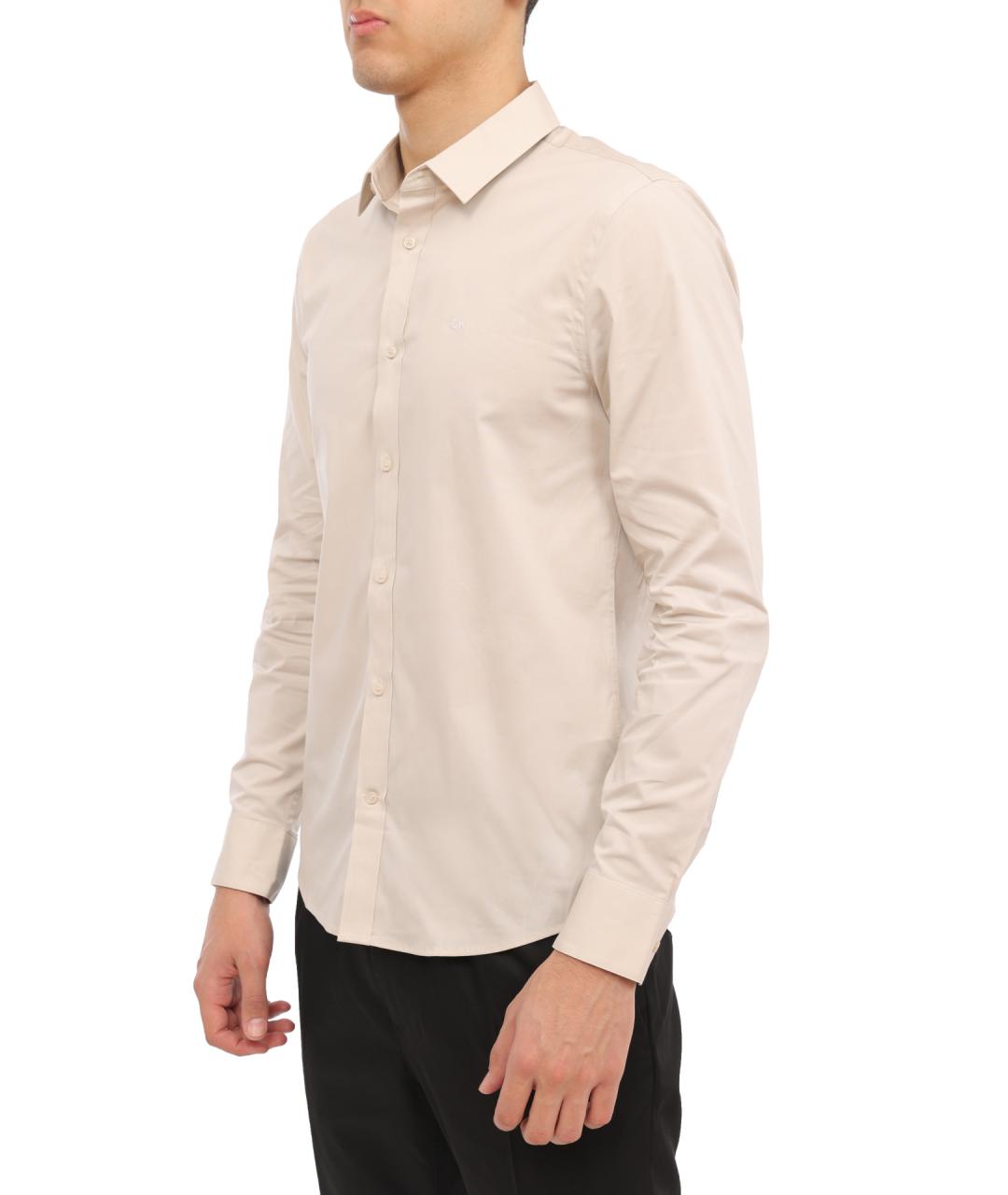CALVIN KLEIN Бежевая хлопковая кэжуал рубашка, фото 3