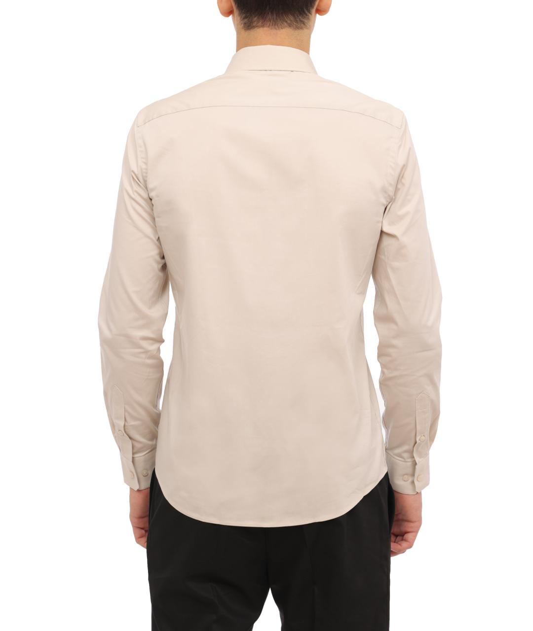 CALVIN KLEIN Бежевая хлопковая кэжуал рубашка, фото 5