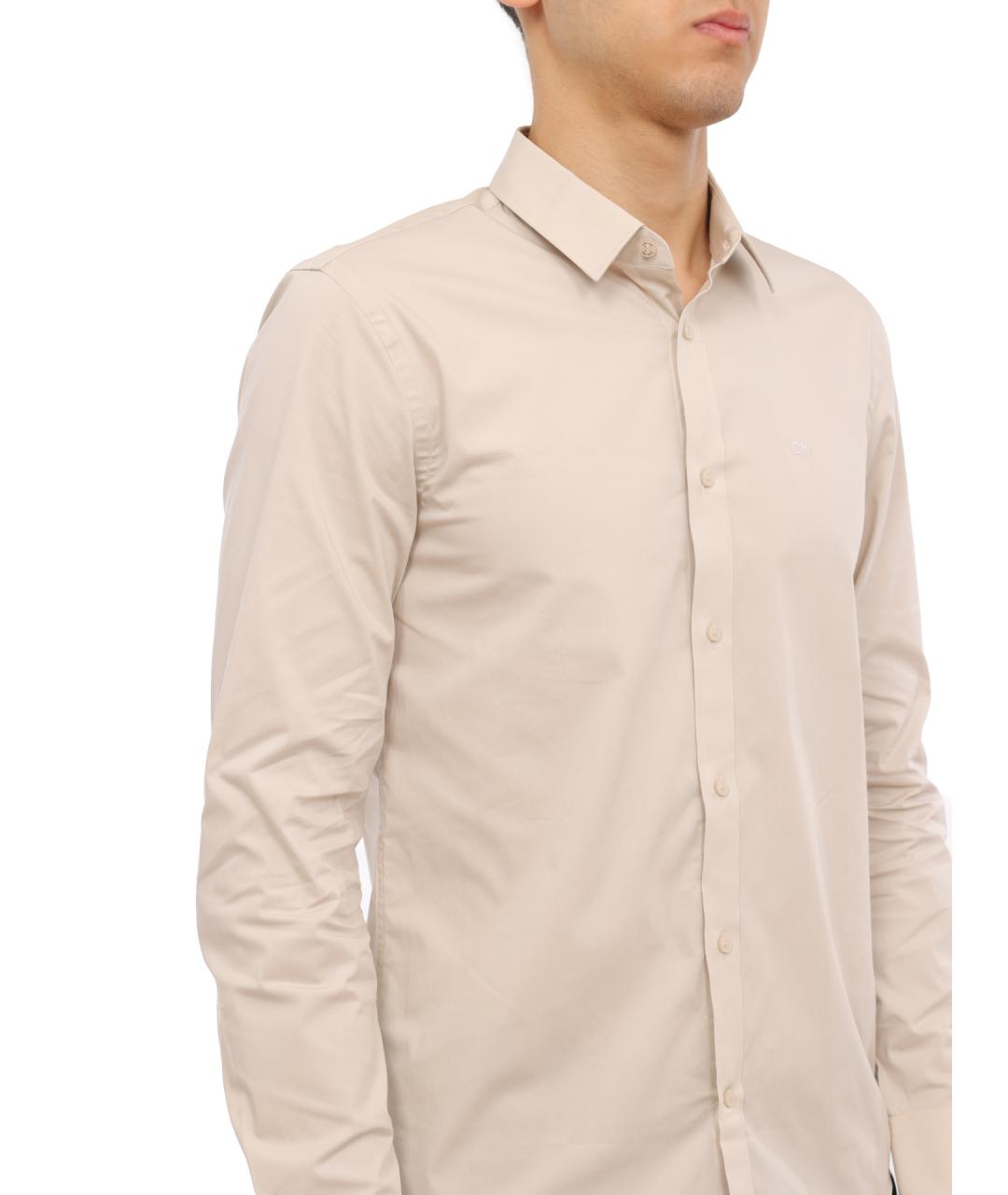 CALVIN KLEIN Бежевая хлопковая кэжуал рубашка, фото 4