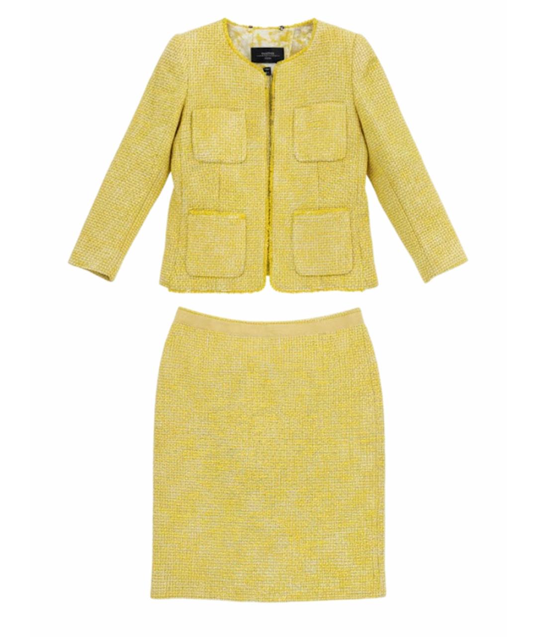 MAX MARA Желтый твидовый костюм с юбками, фото 1
