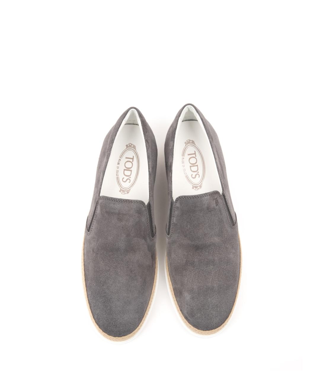 TOD'S Серые замшевые лоферы, фото 4
