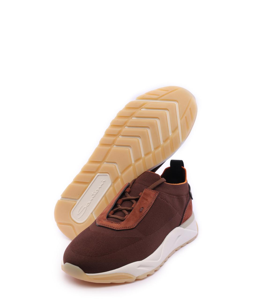 SANTONI Бордовые текстильные низкие кроссовки / кеды, фото 4