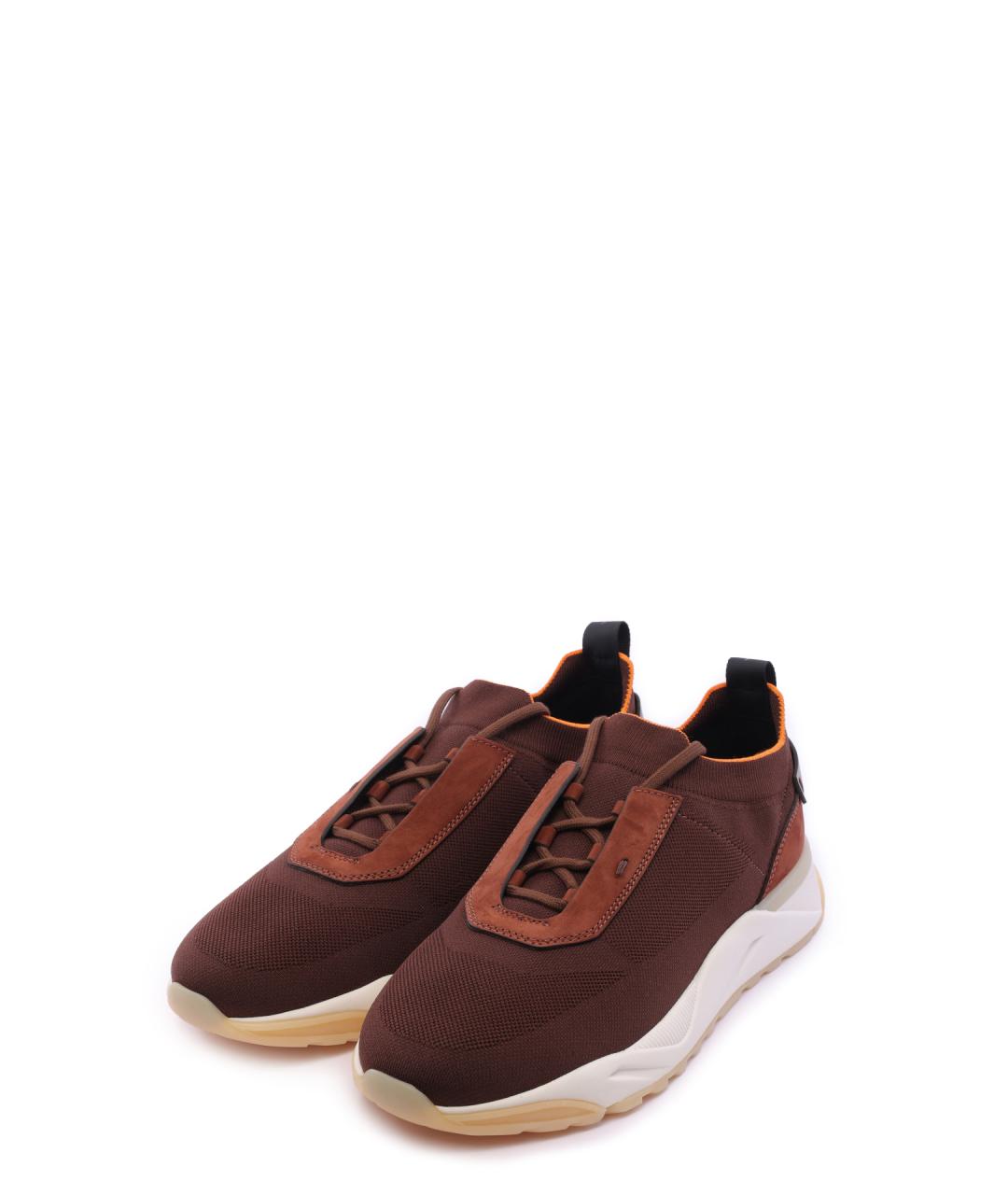 SANTONI Бордовые текстильные низкие кроссовки / кеды, фото 2