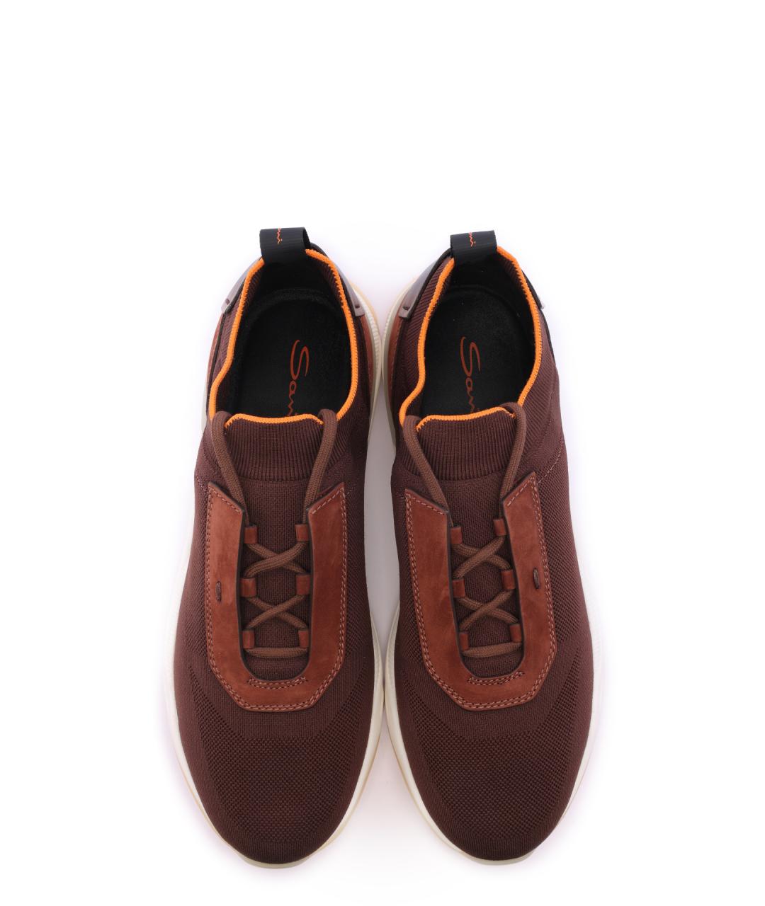 SANTONI Бордовые текстильные низкие кроссовки / кеды, фото 5