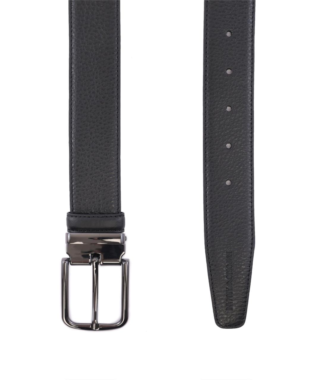 EMPORIO ARMANI Черный кожаный ремень, фото 2