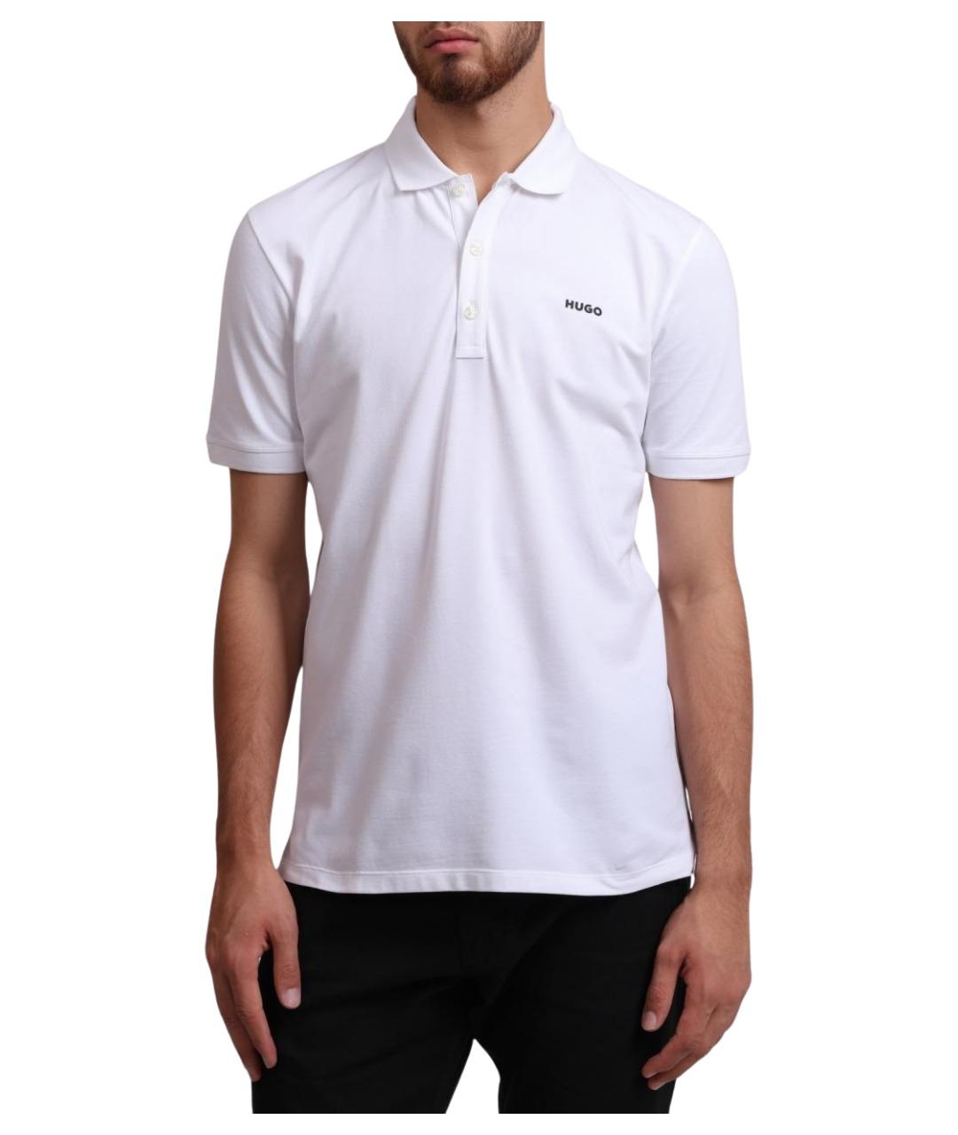 HUGO Белое хлопковое поло с коротким рукавом, фото 1
