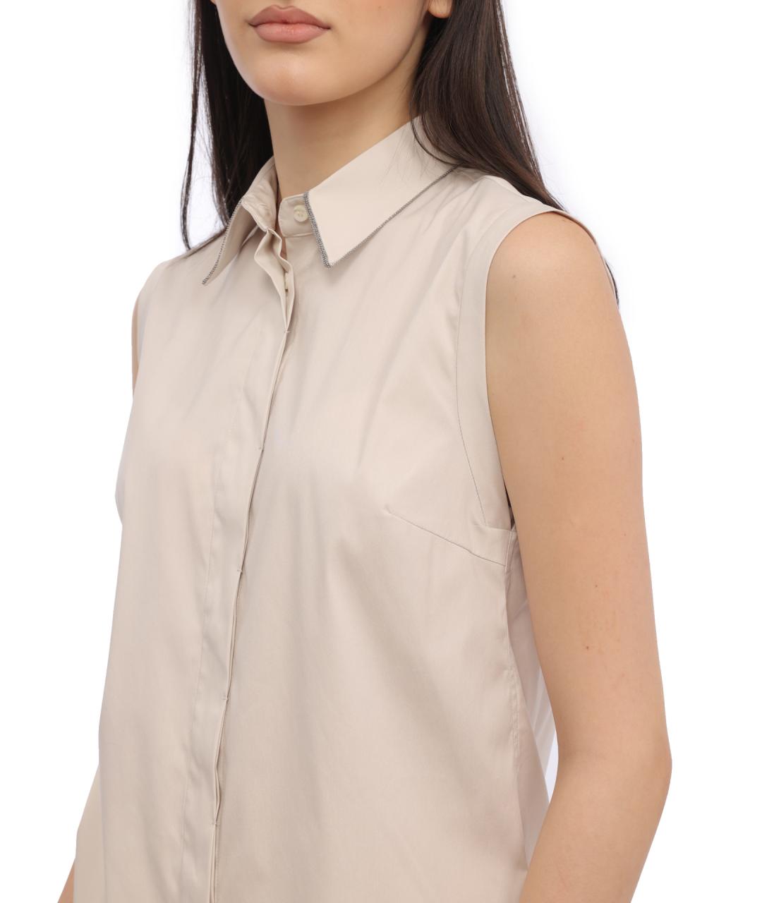 BRUNELLO CUCINELLI Бежевая хлопковая рубашка, фото 4