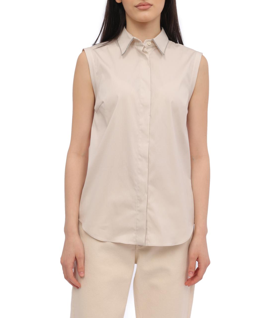 BRUNELLO CUCINELLI Бежевая хлопковая рубашка, фото 1