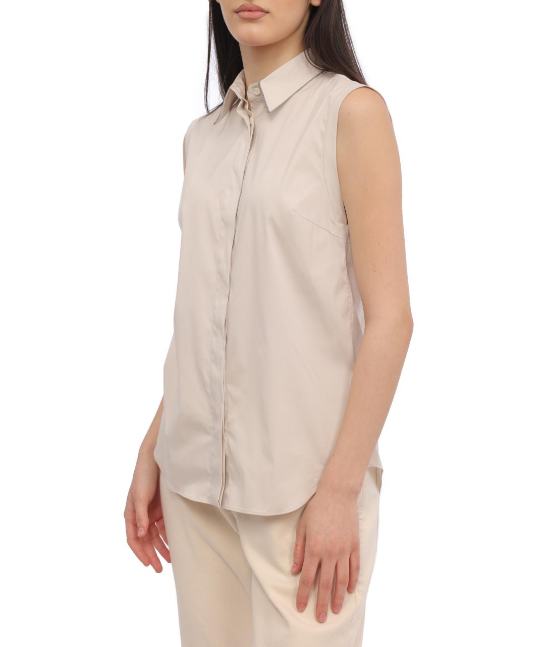 BRUNELLO CUCINELLI Бежевая хлопковая рубашка, фото 3