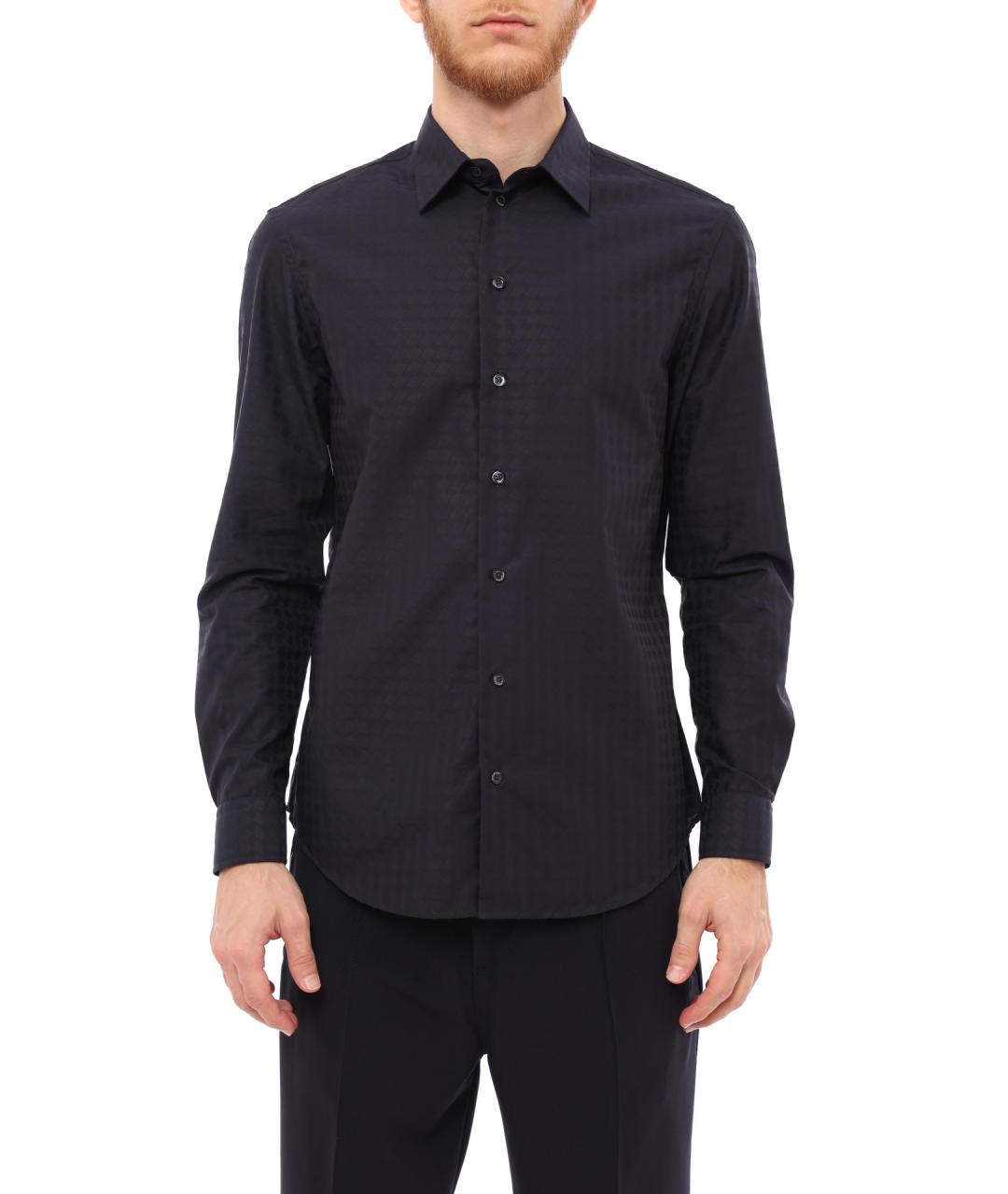 EMPORIO ARMANI Синяя хлопковая кэжуал рубашка, фото 1