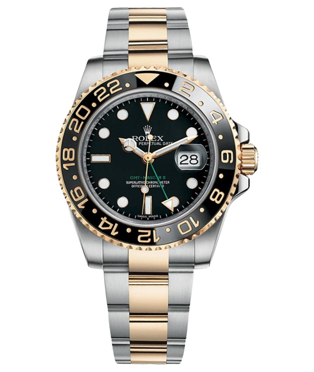 ROLEX Черные часы из желтого золота, фото 1