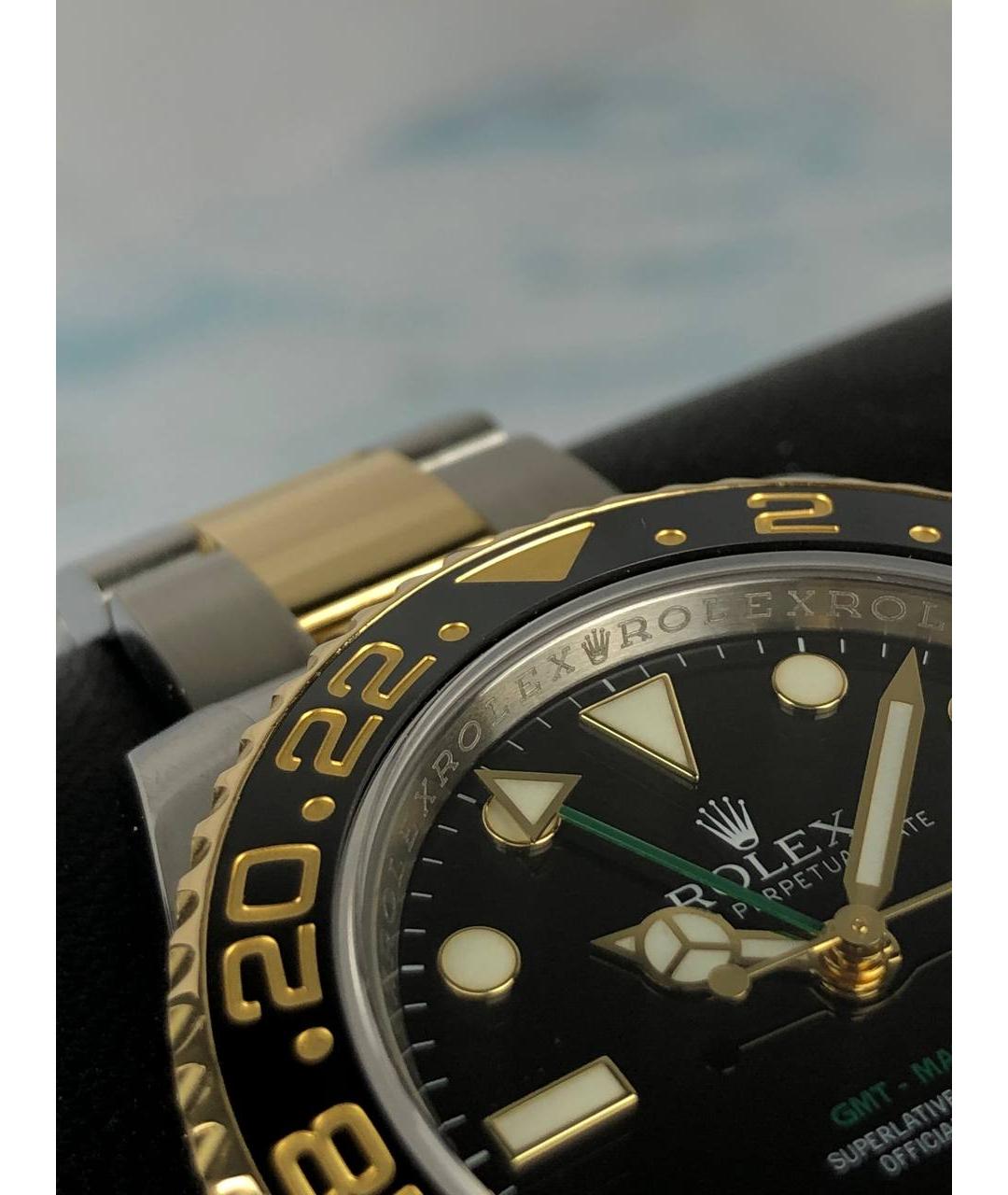 ROLEX Черные часы из желтого золота, фото 6