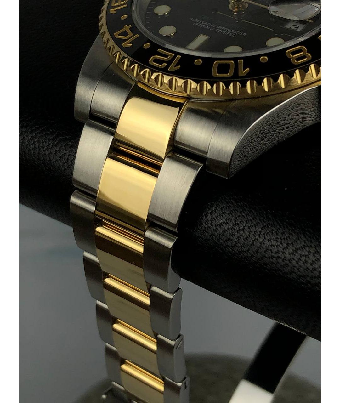 ROLEX Черные часы из желтого золота, фото 4