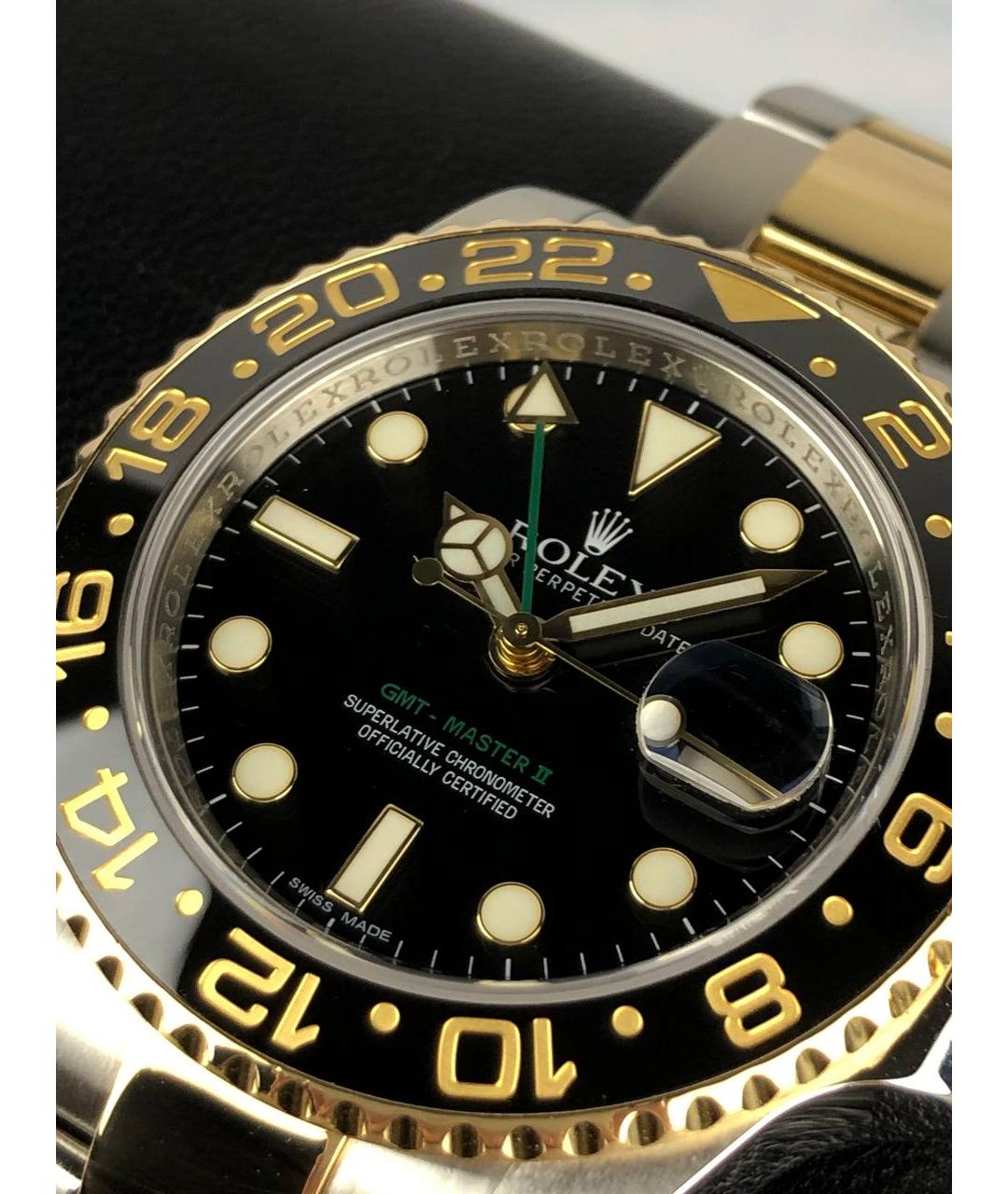 ROLEX Черные часы из желтого золота, фото 3