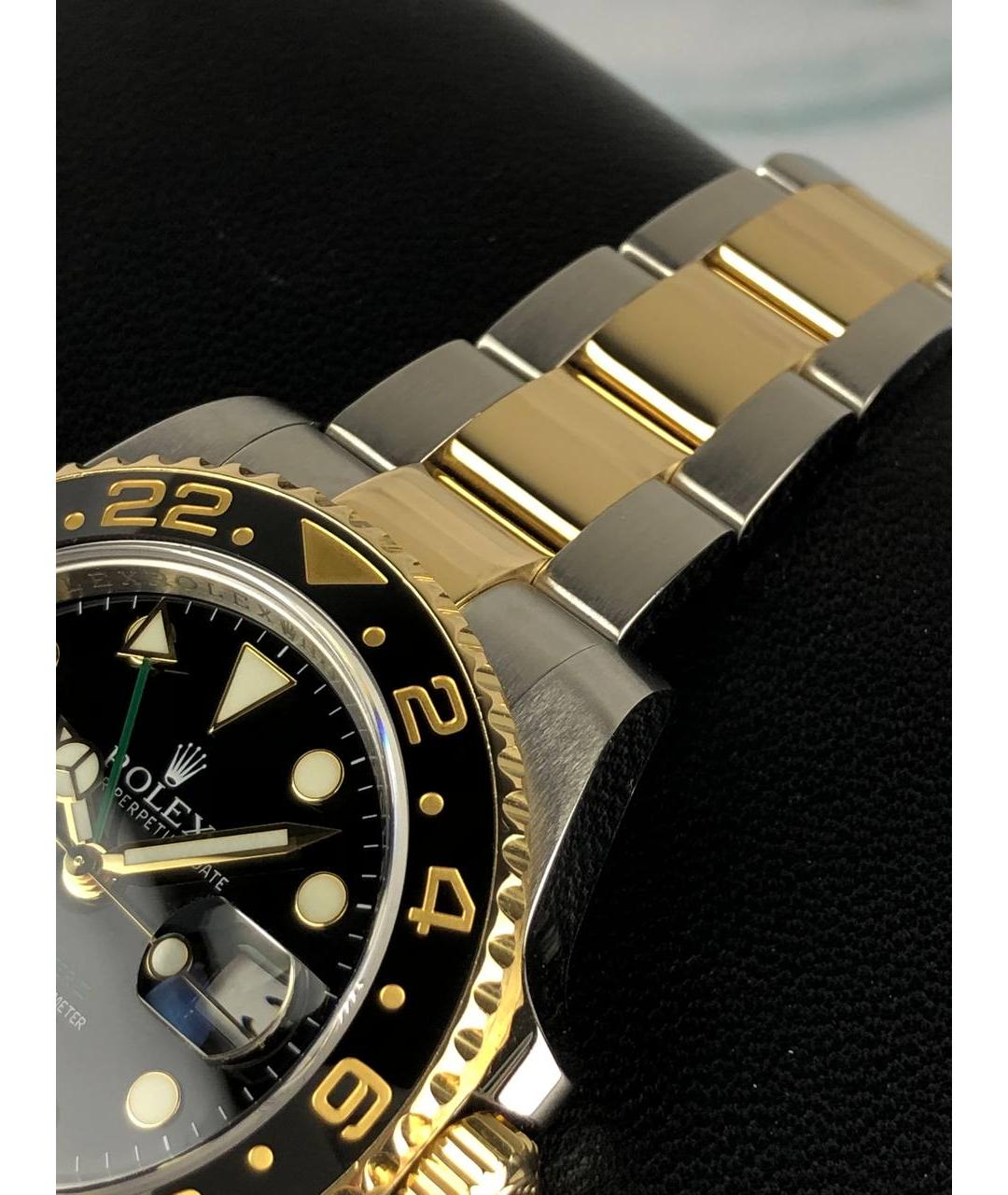 ROLEX Черные часы из желтого золота, фото 5